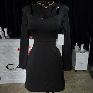 Black Slit Fit & Flare Dress